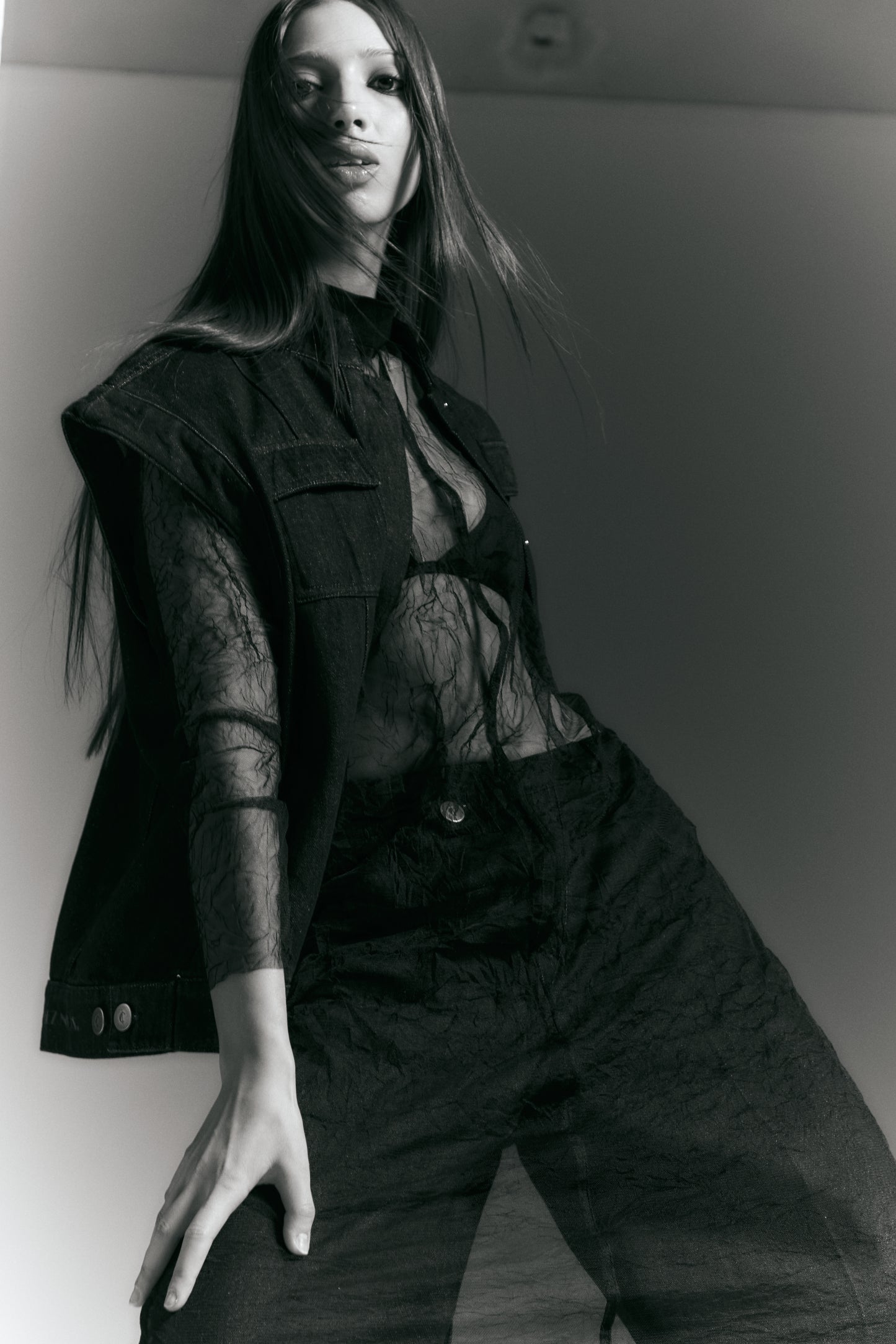 Veste sans manches en denim FARAH - Noir