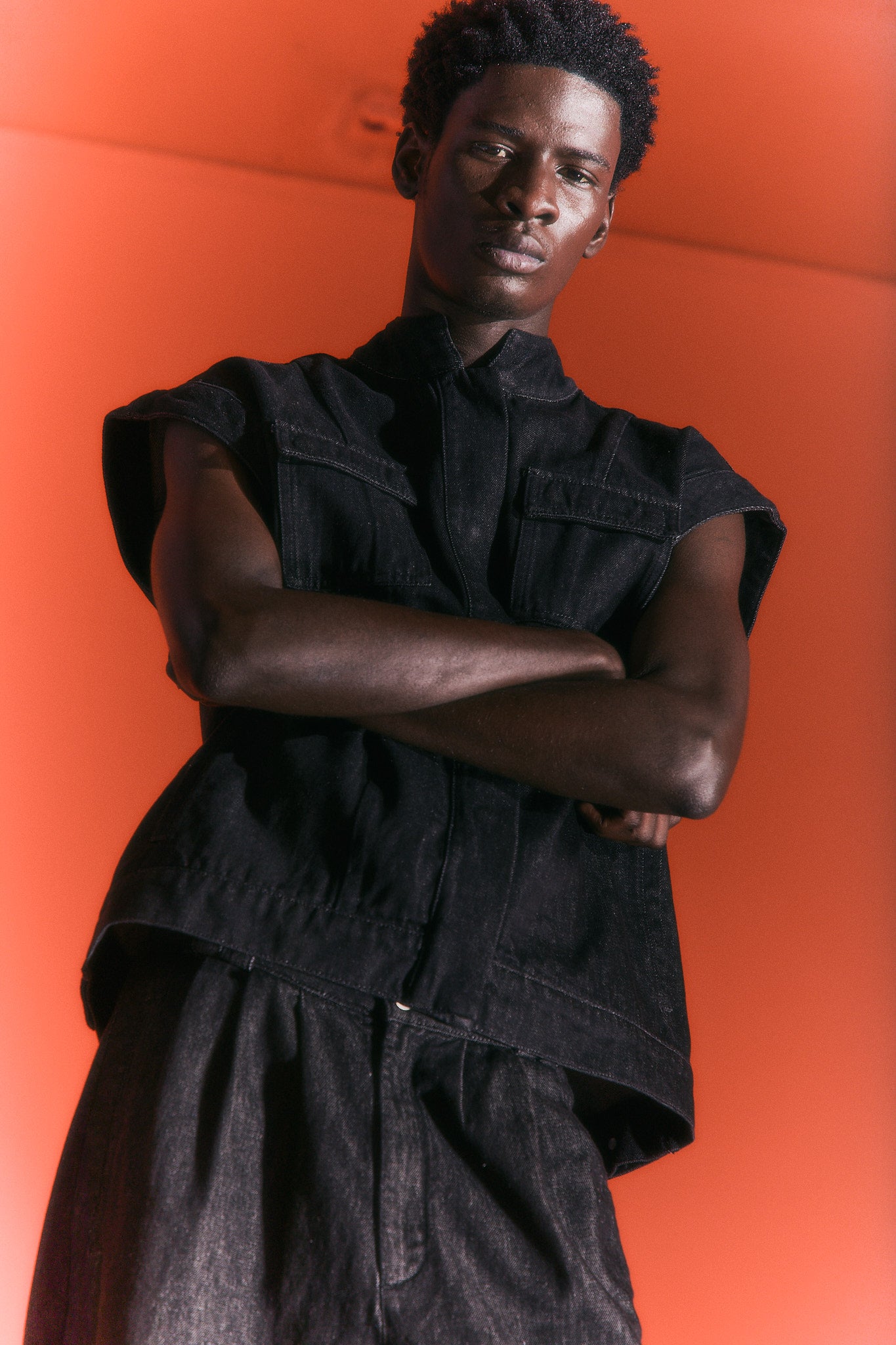 Veste sans manches en denim FARAH - Noir