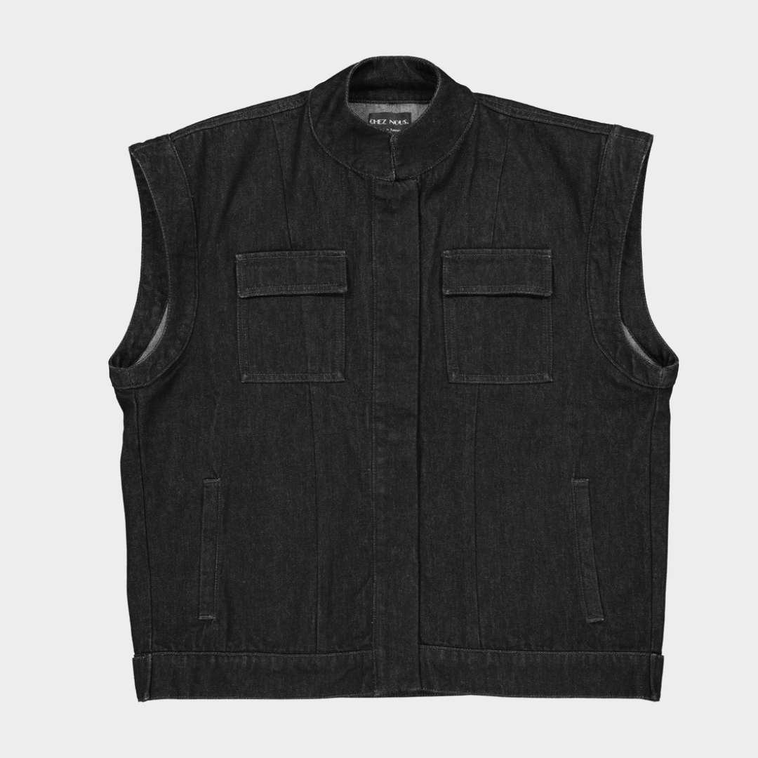 Veste sans manches en denim FARAH - Noir