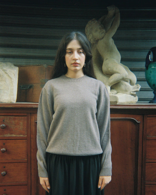 Pull col montant BARDO en laine et cachemire - Taupe