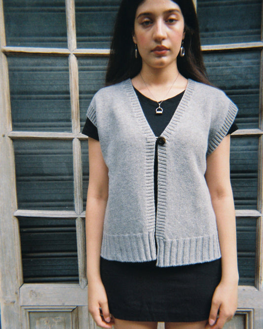 Gilet sans manches UTICA en mérinos et baby alpaga - Gris