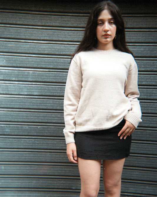 Pull col montant BARDO beige en laine et cachemire, tricoté en France — CHEZ NOUS