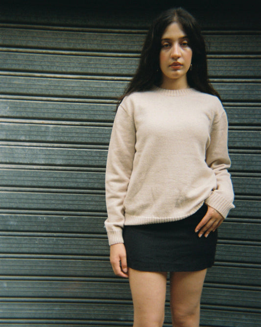 Pull col montant BARDO en laine et cachemire - Beige