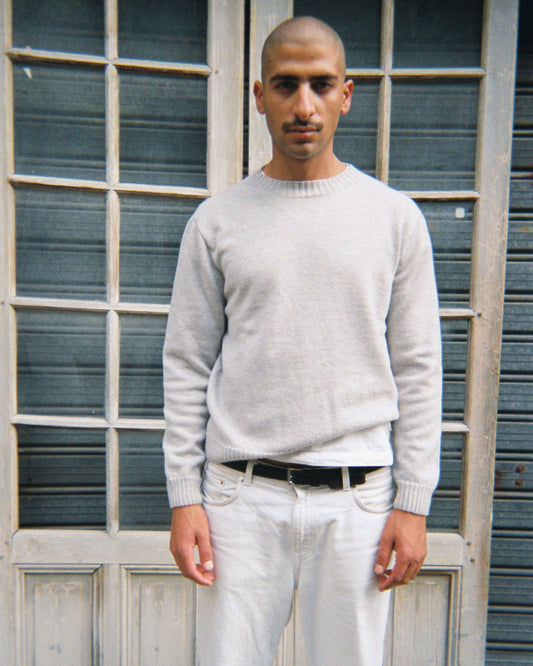 Pull col montant BARDO en laine et cachemire - Gris clair