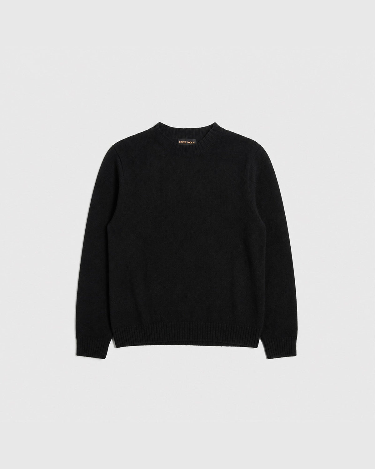 Pull col montant BARDO noir en laine et cachemire, vu de face, CHEZ NOUS