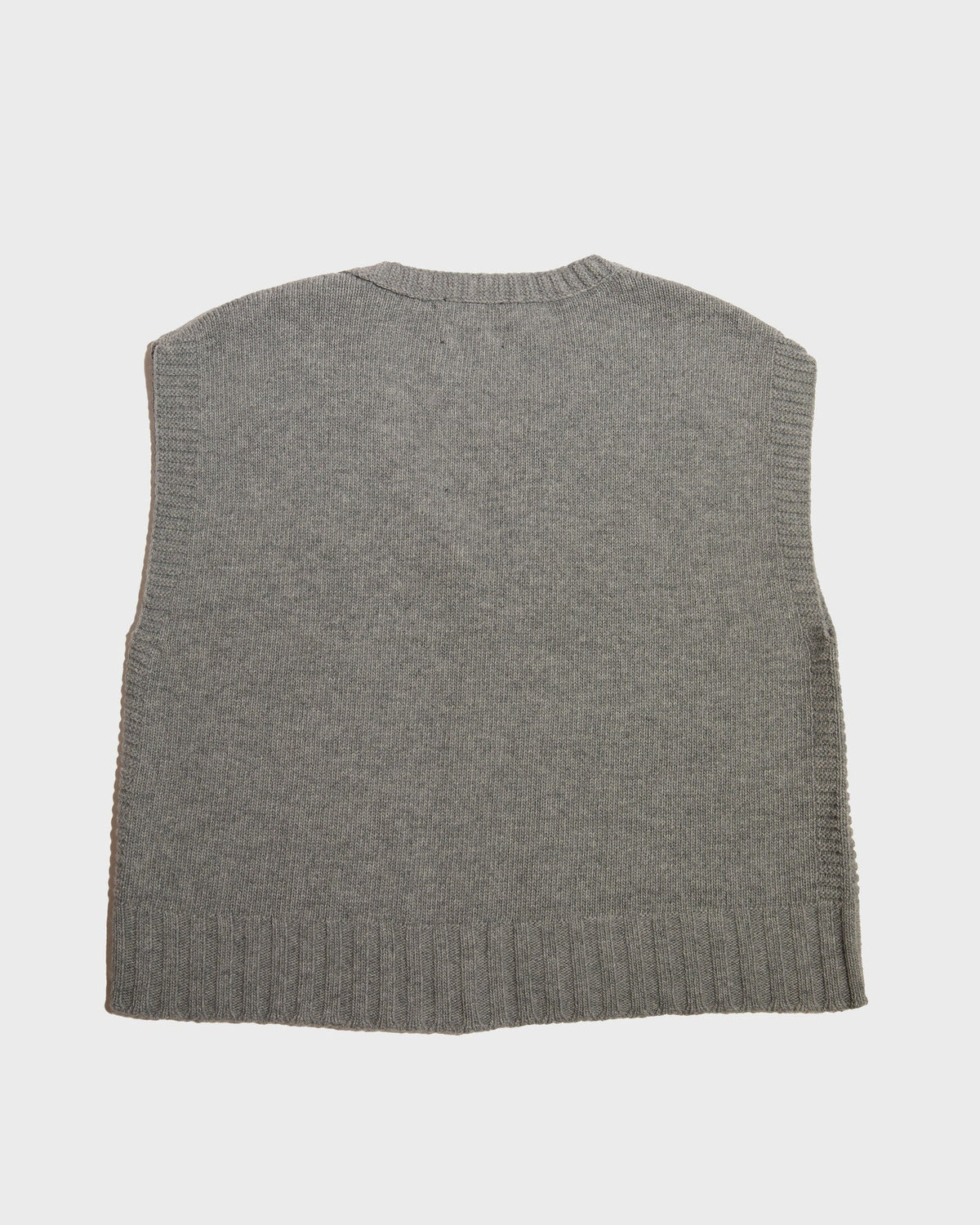 Gilet sans manches UTICA gris en mérinos et baby alpaga, vu de dos, CHEZ NOUS