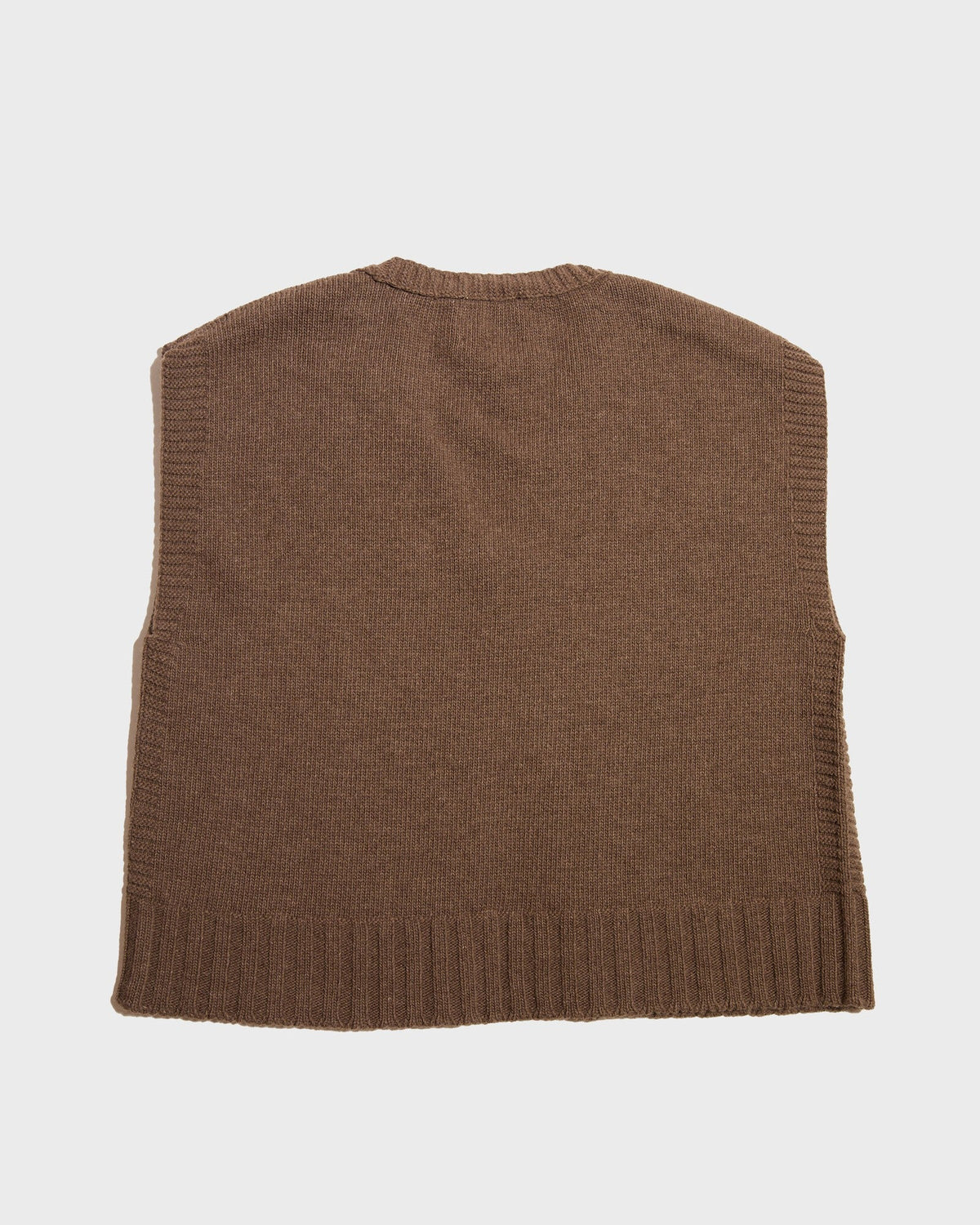 Gilet sans manches UTICA taupe en mérinos et baby alpaga, vu de dos, CHEZ NOUS